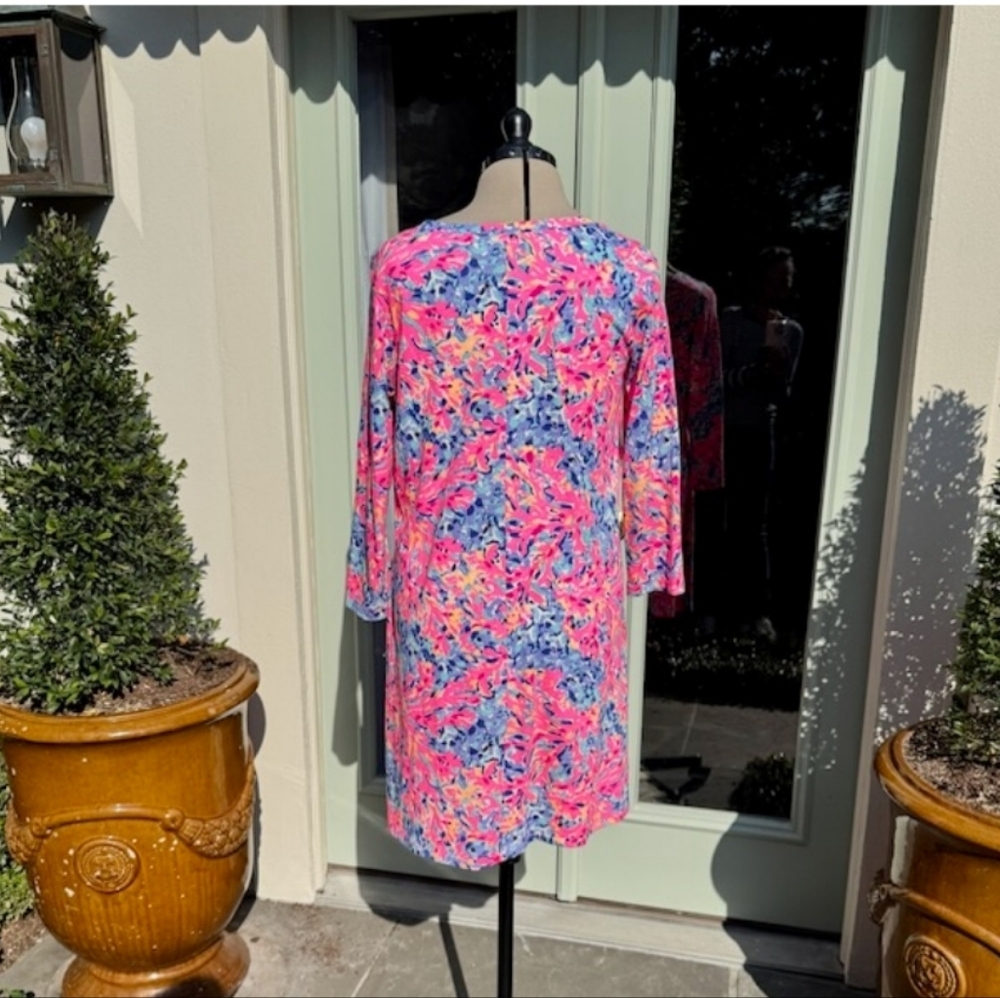 Lilly Pulitzer Vibrant Pink and Blue Long Sleeve Dress